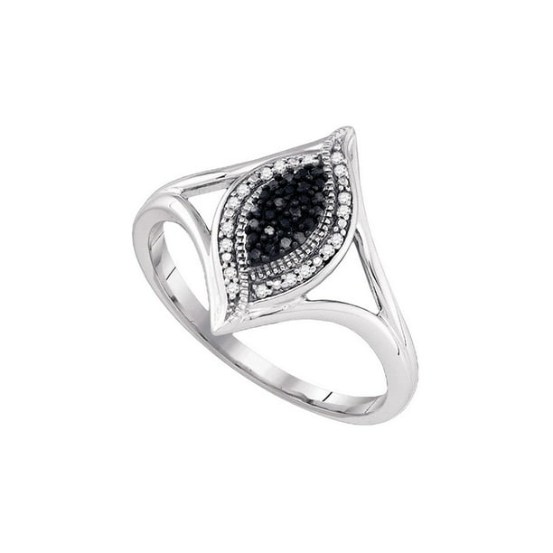FB Jewels 0.62 Carat Genuine Blue Diamond and White Diamond 925 Sterling Silver Birthstone Ring 